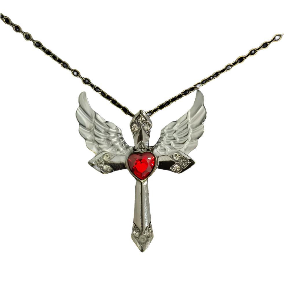 Feathered Grace Cross Necklace