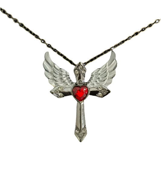 Feathered Grace Cross Necklace